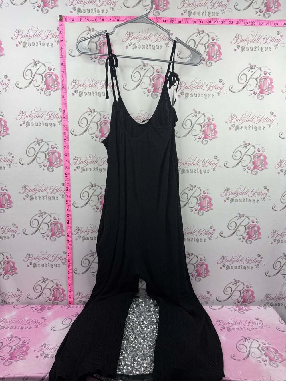George jumper pants Black Tie-Shoulder Jumpsuit